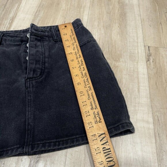 John Galt Denim‎ Jean Skirt Black Small Button Fly Mini Juniors Hipster Rocker S - Picture 3 of 9